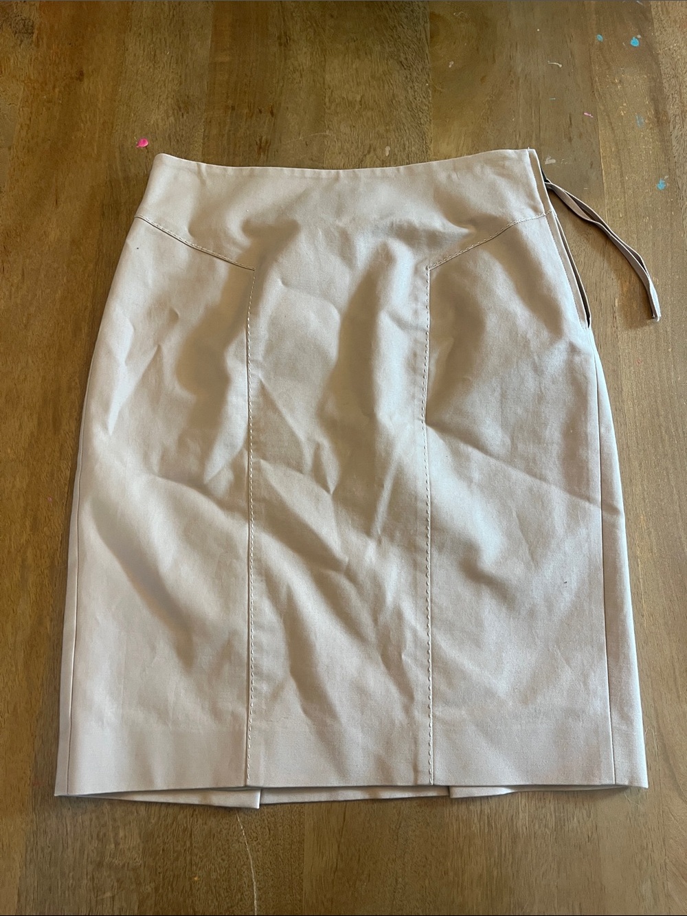 Robert Rodriguez Beige High-Waist Pencil Skirt with Side Tie